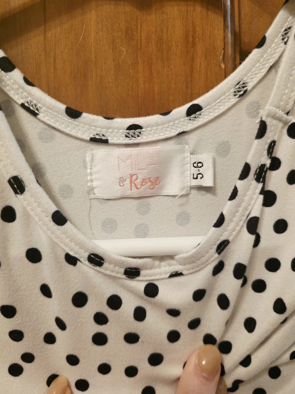 Girls White and Black Polka Dot Long Sleeve Casual Dress